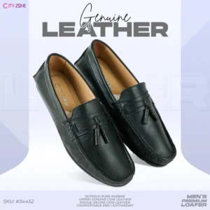 CITYZONE CASUAL MOCCASIN SHOE WITH TUSSLE BLACK COLOR