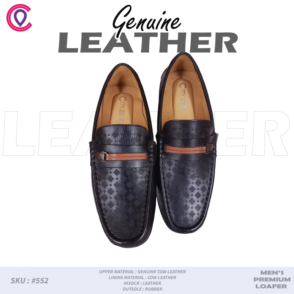 CITYZONE LASER CUT WITH SHADDLE MOCCASIN LOAFER BLACK - Image 3