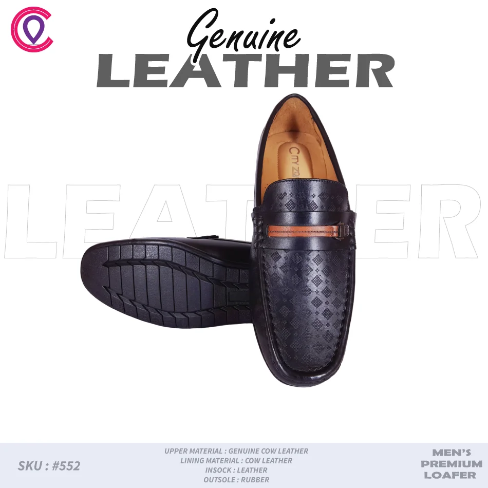CITYZONE LASER CUT WITH SHADDLE MOCCASIN LOAFER BLACK - Image 4