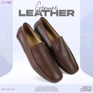 CITYZONE PLAIN LEATHER MOCCASIN SHOE BROWN COLOR